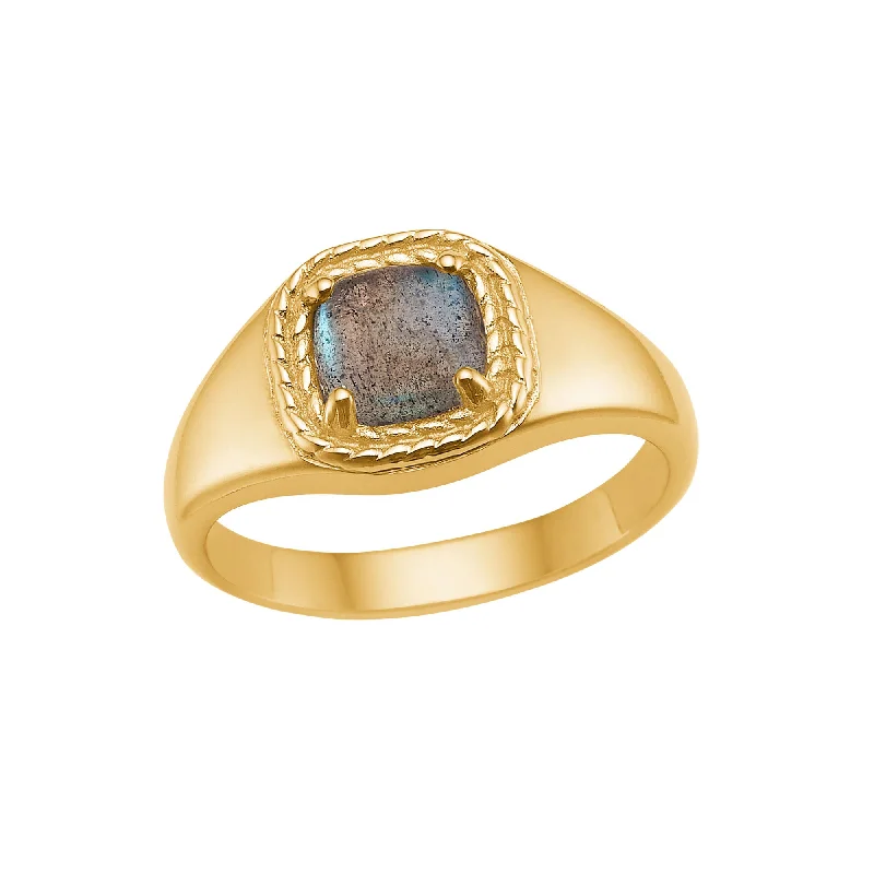 Big Discounts On Elegant Jewelry Collections Mirage 18K Gold Plated Ring w. Laboradorite Big Discounts On Elegant Jewelry Collections Mirage 18K Gold Plated Ring w. Laboradorite