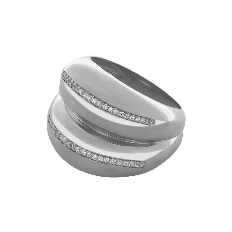Affordable Glamour – Premium Jewelry At Special Prices Double VOID Dark Silver Ring w. Zirconias Affordable Glamour – Premium Jewelry At Special Prices Double VOID Dark Silver Ring w. Zirconias