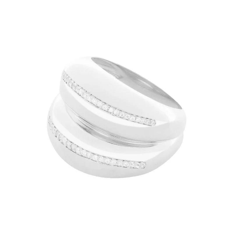 Limited-Time Offer On Elegant Jewelry Pieces Double VOID Silver Ring w. Zirconias