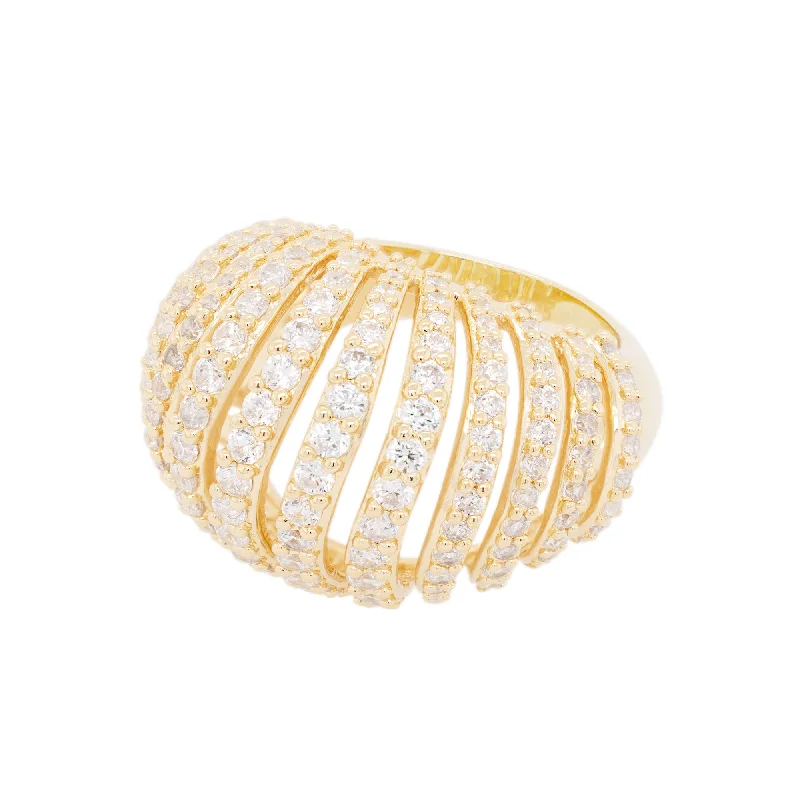 Handcrafted Jewelry Sale – Unique Designs At Low Prices Ribbed VOID 18K Gold Plated Ring w. Zirconias Handcrafted Jewelry Sale – Unique Designs At Low Prices Ribbed VOID 18K Gold Plated Ring w. Zirconias