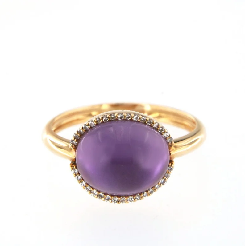 Breathtaking Jewelry At Limited-Time Savings Cabouchon 18K Rose Gold w. Diamonds & Amethyst Breathtaking Jewelry At Limited-Time Savings Cabouchon 18K Rose Gold w. Diamonds & Amethyst