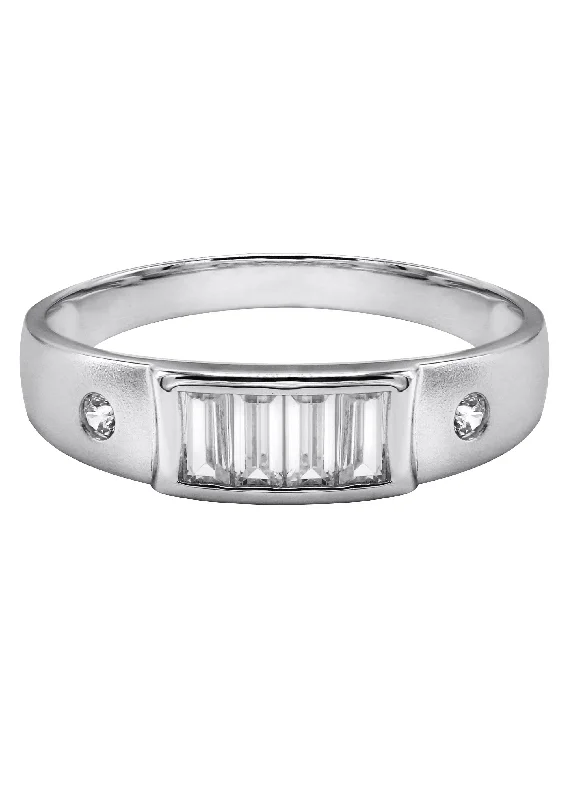Timeless Elegance At Unbelievable Discounts Mens Silver CZ Baguette Wedding Band | Appx 2.5 Grams Timeless Elegance At Unbelievable Discounts Mens Silver CZ Baguette Wedding Band | Appx 2.5 Grams