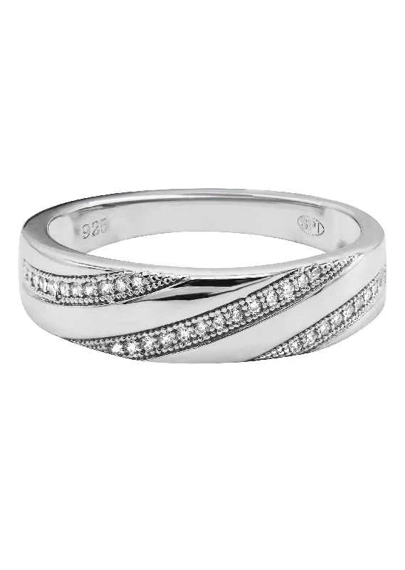 Stunning Jewelry At Even More Stunning Prices Mens Silver CZ Wedding Band | Appx 3.7 Grams Stunning Jewelry At Even More Stunning Prices Mens Silver CZ Wedding Band | Appx 3.7 Grams
