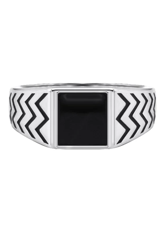 Must-Have Jewelry Pieces At Reduced Prices Mens Silver Signet Onyx Ring | Appx 5.4 Grams Must-Have Jewelry Pieces At Reduced Prices Mens Silver Signet Onyx Ring | Appx 5.4 Grams