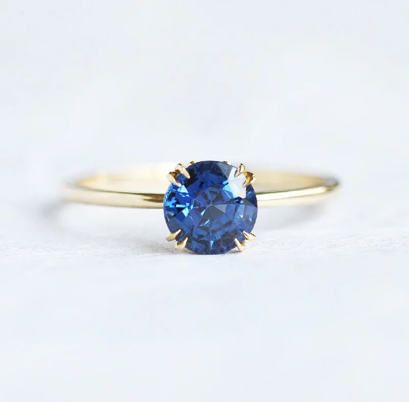 Everyday Jewelry Essentials Now On Sale Selena Round Blue Sapphire Ring
