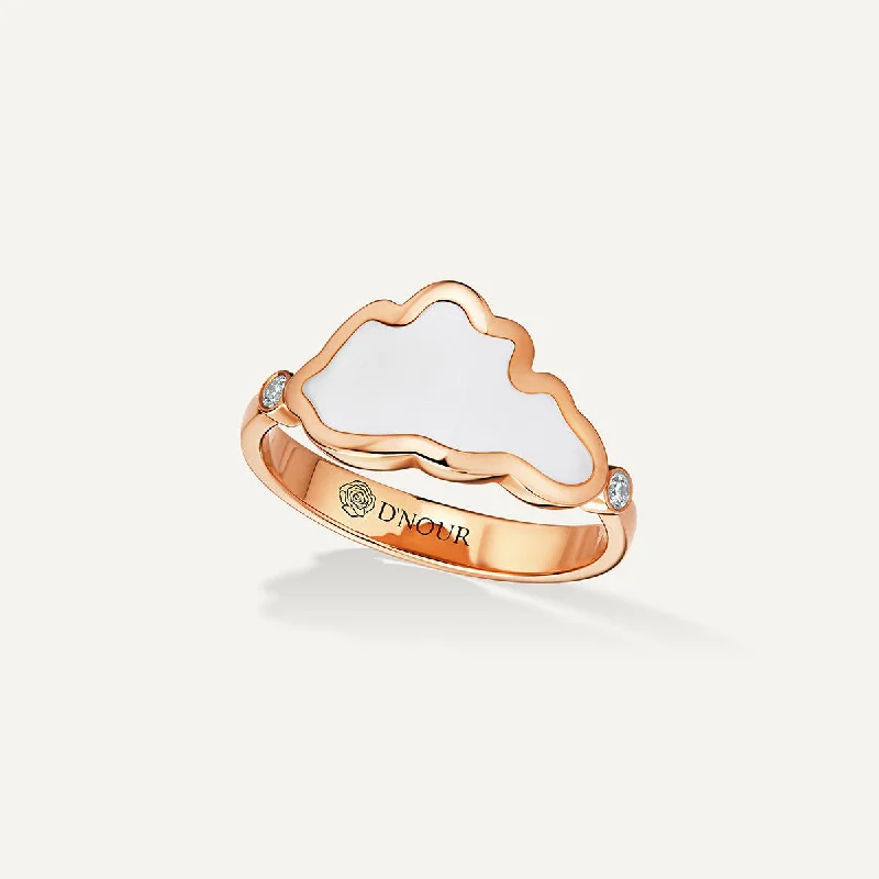 Waterproof Stainless Steel Jewelry For Lasting Beauty Allusia Love White Enamel 18K Rosegold Ring w. Diamonds Waterproof Stainless Steel Jewelry For Lasting Beauty Allusia Love White Enamel 18K Rosegold Ring w. Diamonds