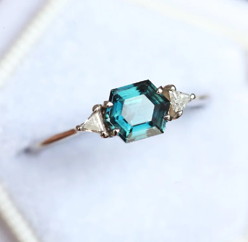 Grab Your Dream Jewelry At The Lowest Prices Greta Hexagon Sapphire Diamond Ring