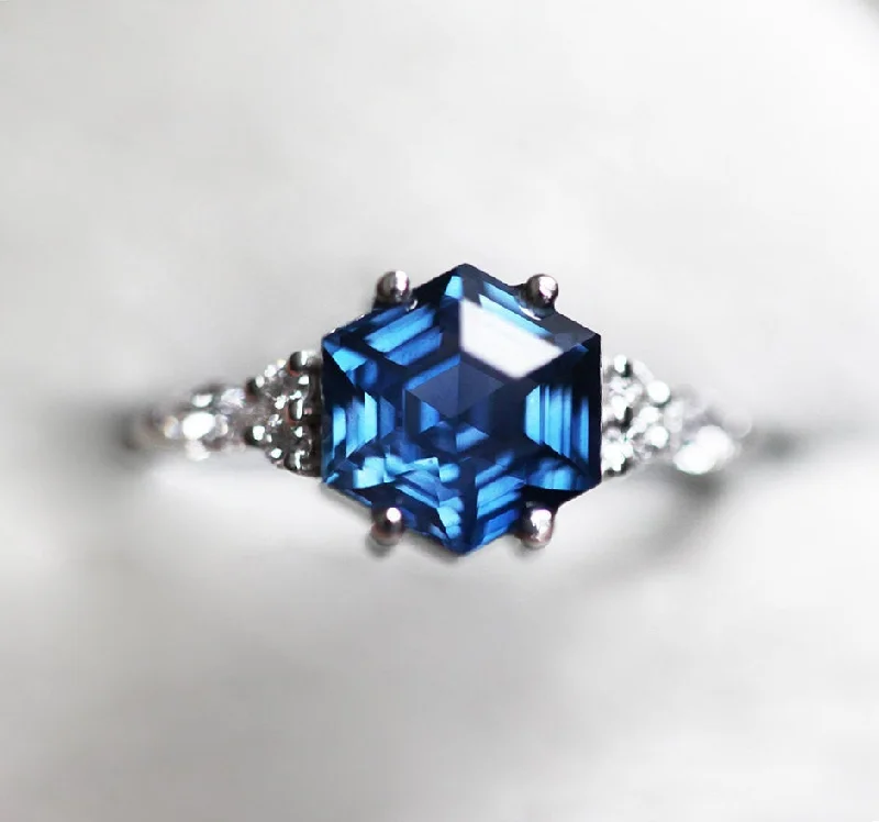 Premium Diamond Jewelry At Once-In-A-Lifetime Discounts Cecilia Hexagon Sapphire Diamond Ring Premium Diamond Jewelry At Once-In-A-Lifetime Discounts Cecilia Hexagon Sapphire Diamond Ring