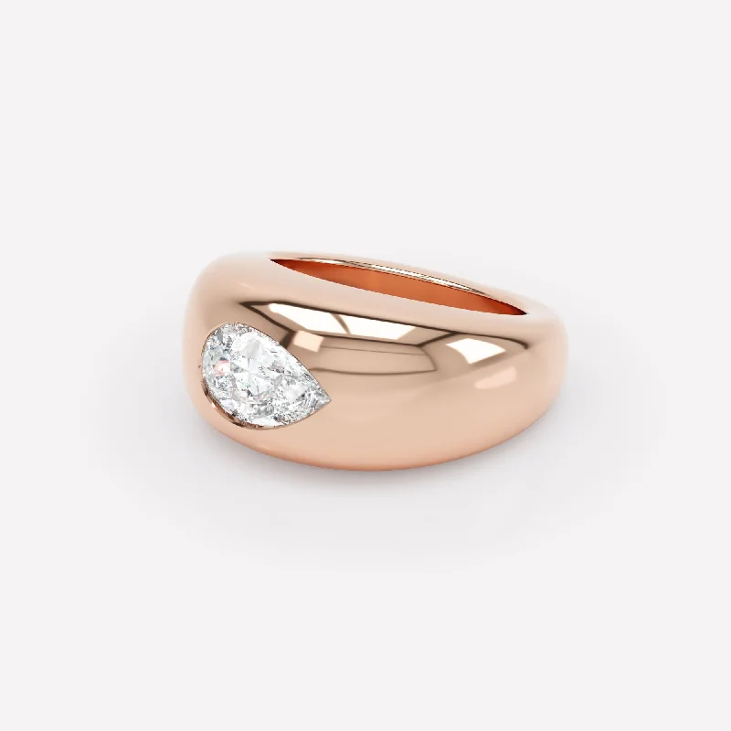Versatile Layering Jewelry For Effortless Chic Curve 18K Rosegold Ring w. Diamond
