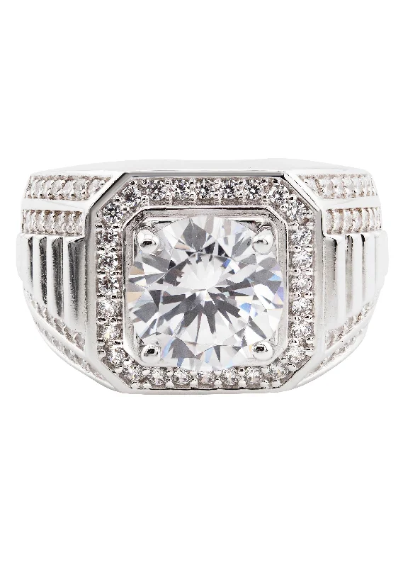 Unique Jewelry For Less – Shop The Sale Now Mens Silver CZ Pinky Ring | Appx 10 Grams