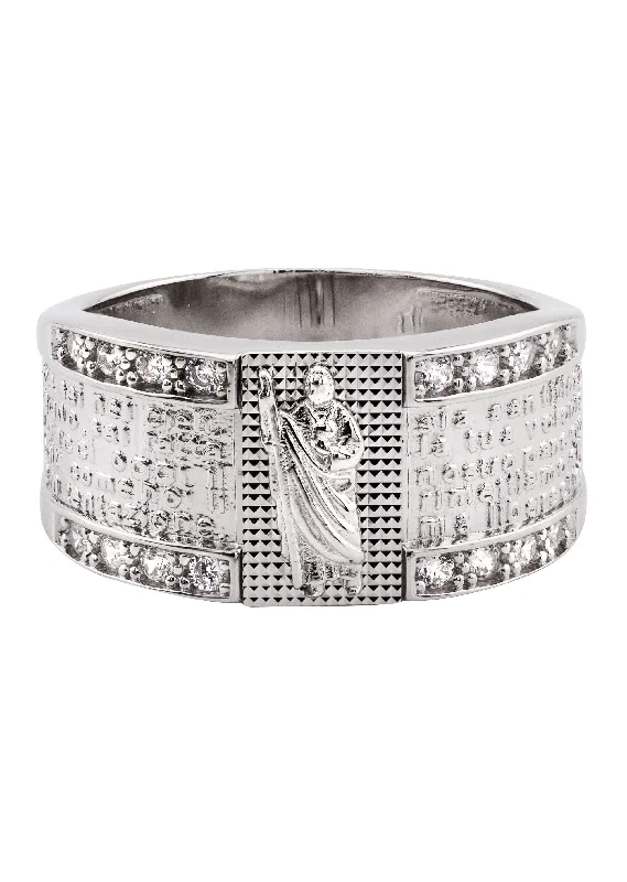 Fashion-Forward Jewelry At Incredible Prices Mens Silver CZ Jesus Ring | Appx 6.7 Grams Fashion-Forward Jewelry At Incredible Prices Mens Silver CZ Jesus Ring | Appx 6.7 Grams
