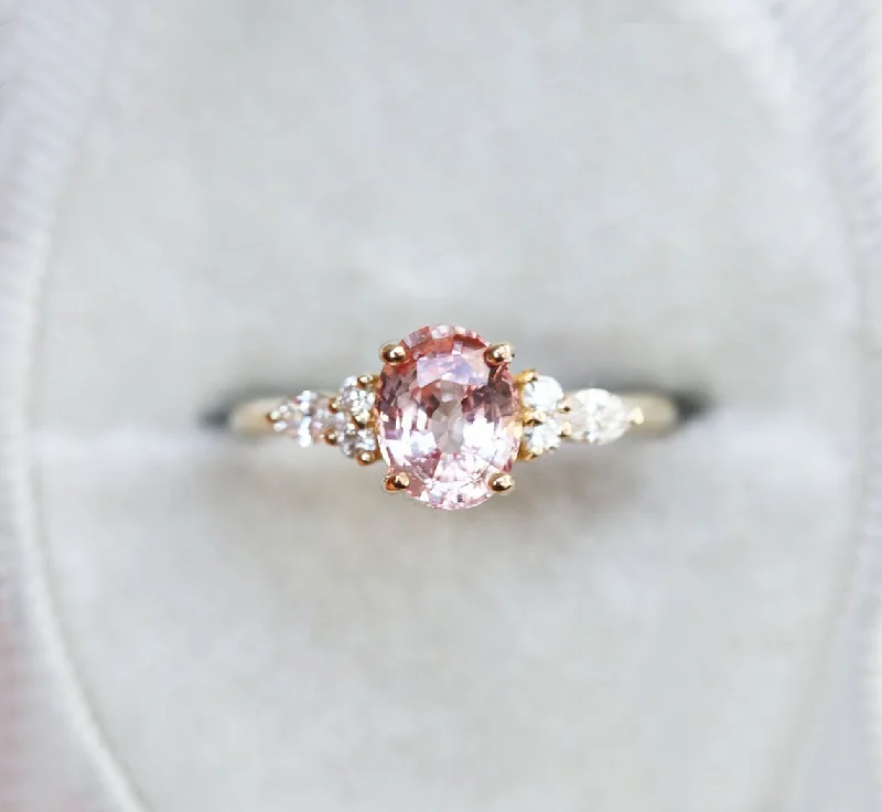 Personalized Jewelry At Special Discount Rates Evelyn Peach Sapphire Diamond Ring