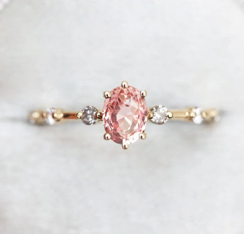 Shop Dazzling Jewelry At The Best Prices Ophelia Peach Sapphire Diamond Ring