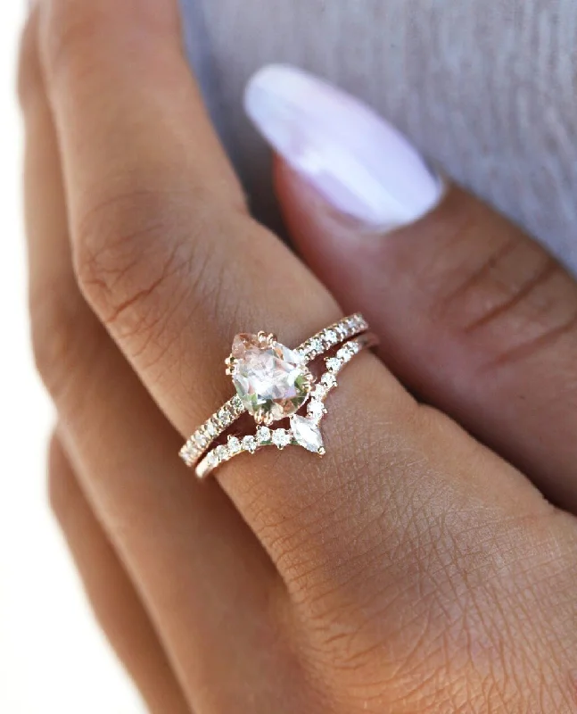 Shop Fine Jewelry With Amazing Deals Lorelei Pear Peach Sapphire Diamond Ring Set
