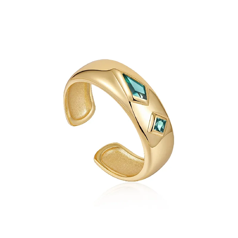 Luxury Meets Affordability – Jewelry Sale Now Live TEAL SPARKLE EMBLEM THICK BAND RING