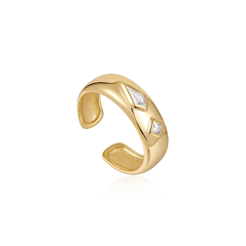 Chic And Stylish Jewelry At Exclusive Prices SPARKLE EMBLEM THICK BAND RING