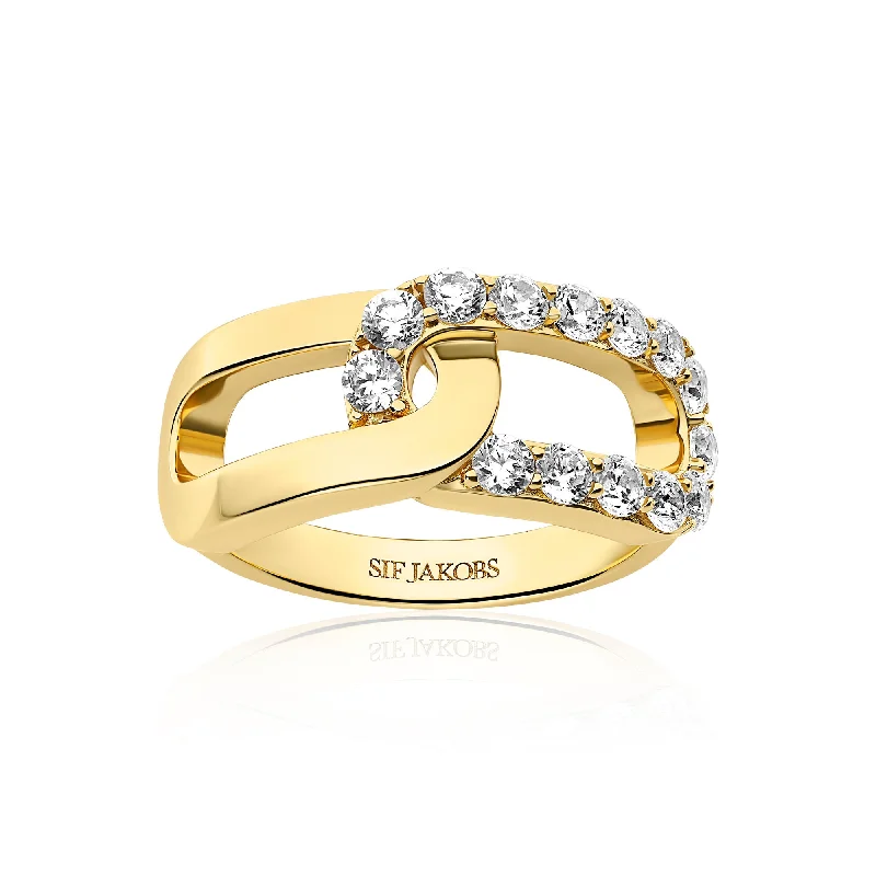 Eco-Friendly Sustainable Jewelry For Conscious Buyers Capizzi Due Gold Plated Ring w. Zirconia Eco-Friendly Sustainable Jewelry For Conscious Buyers Capizzi Due Gold Plated Ring w. Zirconia