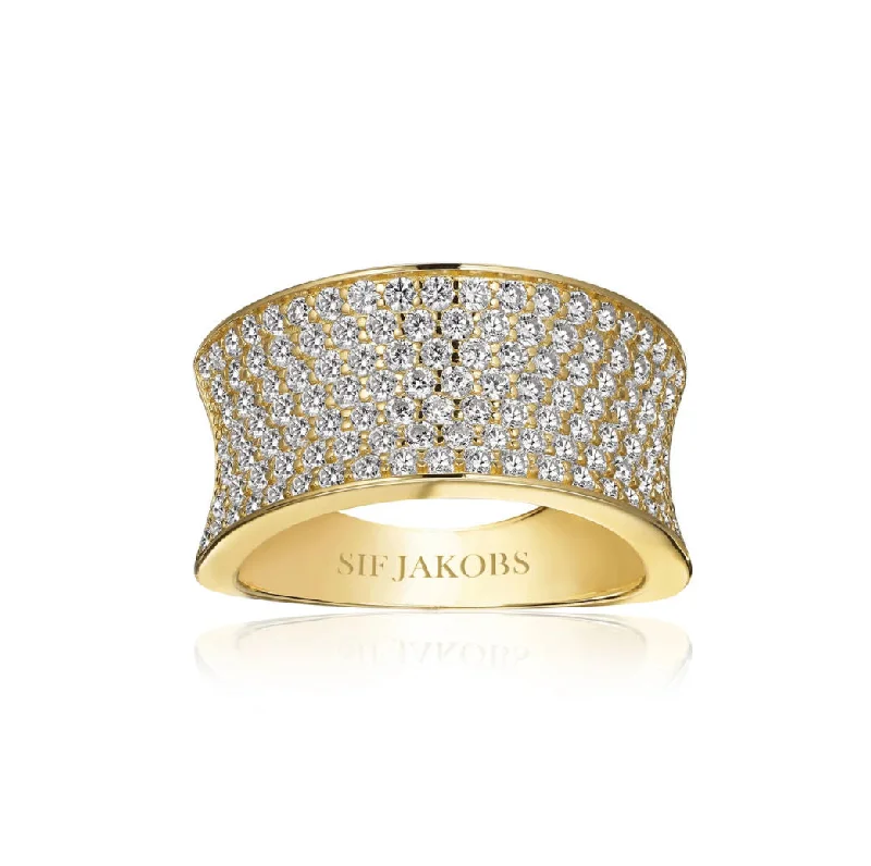 Adjustable Charm Bracelets For A Perfect Fit Felline Concavo 18K Gold Plated Ring w. Zirconias Adjustable Charm Bracelets For A Perfect Fit Felline Concavo 18K Gold Plated Ring w. Zirconias