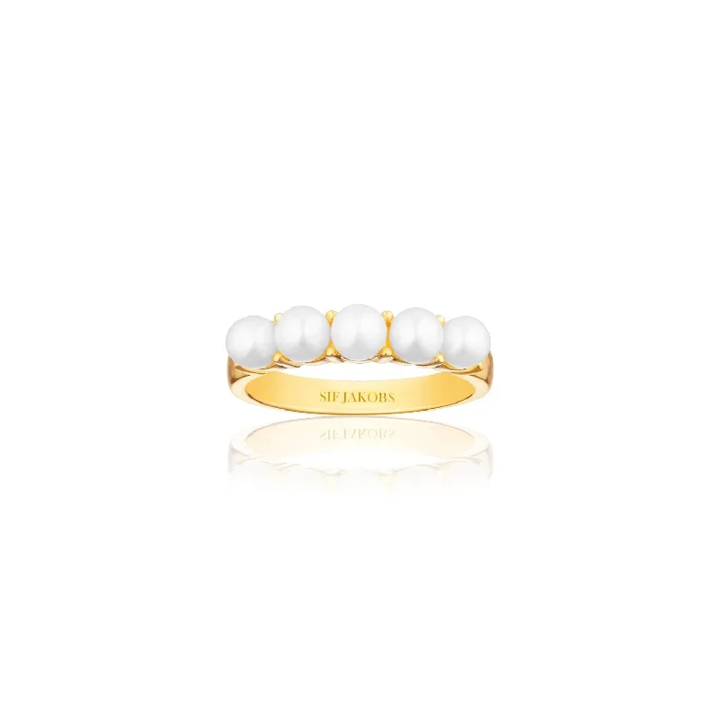 Grab Exquisite Jewelry At The Lowest Prices Padua Gold Plated Ring w. White Pearls Grab Exquisite Jewelry At The Lowest Prices Padua Gold Plated Ring w. White Pearls