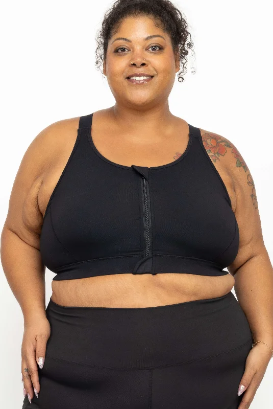 Move Freely With Premium Yoga Clothes At Great Prices Zip Front Sports Bra - Black