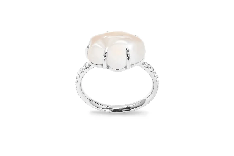 Buy More, Save More On Stunning Jewelry Pieces Cloud Pavé 18K Whitegold Ring w. Milkey Quartz & Diamonds Buy More, Save More On Stunning Jewelry Pieces Cloud Pavé 18K Whitegold Ring w. Milkey Quartz & Diamonds
