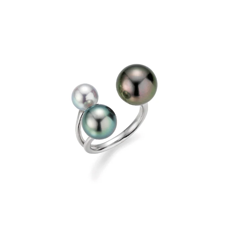 Must-Have Jewelry At Irresistible Discounts Open 18K Whitegold Ring w. Multicoloured Pearls Must-Have Jewelry At Irresistible Discounts Open 18K Whitegold Ring w. Multicoloured Pearls