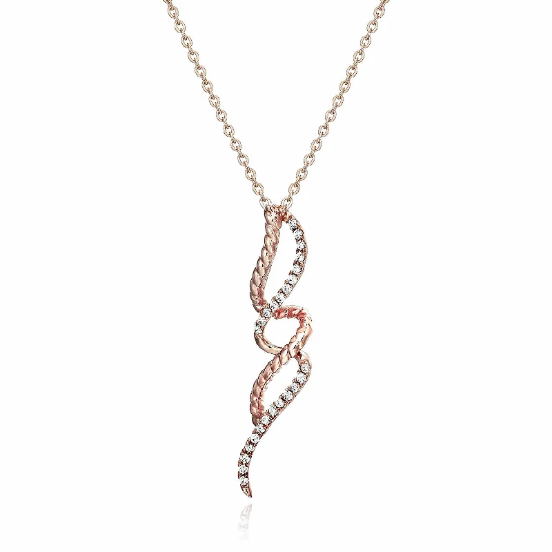 Waterproof Stainless Steel Jewelry For Lasting Beauty 1/10 cttw Diamond Swirl Pendant Necklace 14K White and Rose Gold with Chain Waterproof Stainless Steel Jewelry For Lasting Beauty 1/10 cttw Diamond Swirl Pendant Necklace 14K White and Rose Gold with Chain