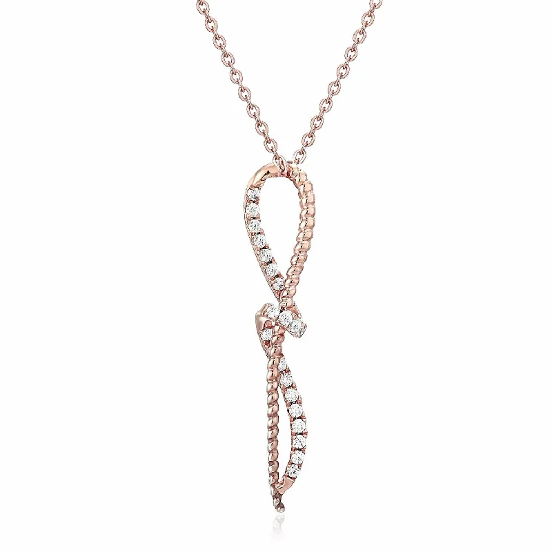 Affordable Glamour – Premium Jewelry For Less 1/6 cttw Diamond Knot Pendant In 14K White and Rose Gold with Chain Affordable Glamour – Premium Jewelry For Less 1/6 cttw Diamond Knot Pendant In 14K White and Rose Gold with Chain