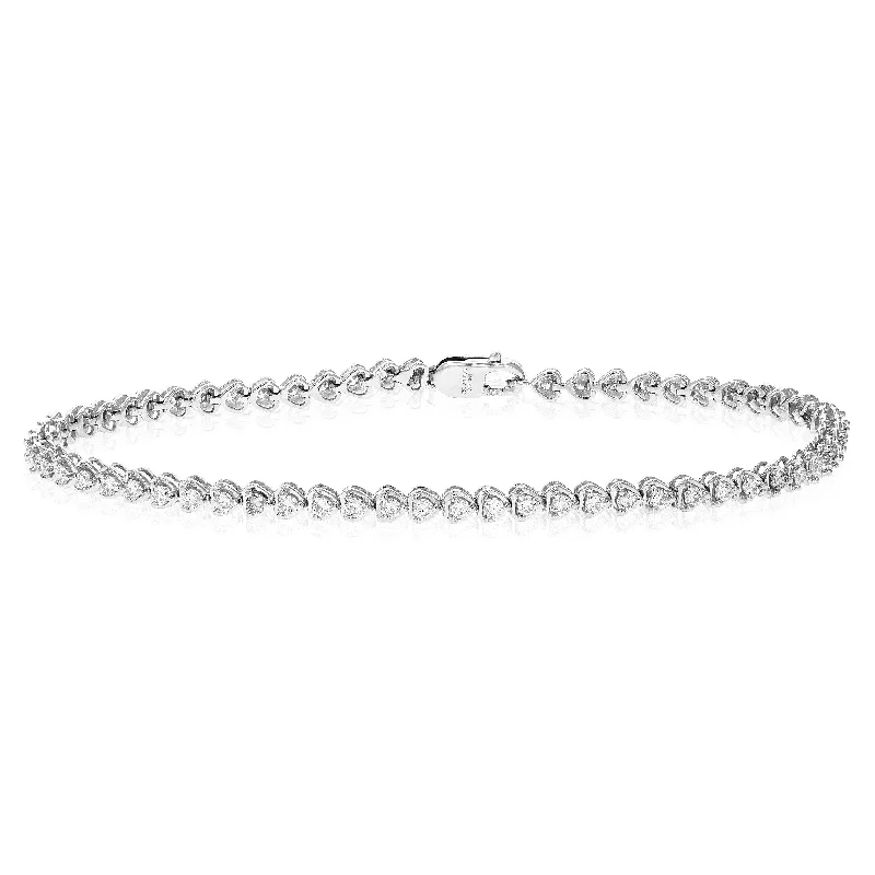 Affordable Glamour – Premium Jewelry For Less 1 cttw 62 Stones Round Diamond Bracelet 14K White Gold Prong Set 7 Inch