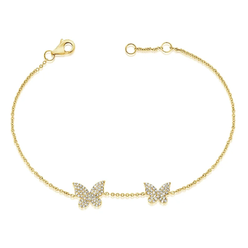High-End Jewelry, Now More Affordable Than Ever 14k Gold & Diamond Double Butterfly Bracelet High-End Jewelry, Now More Affordable Than Ever 14k Gold & Diamond Double Butterfly Bracelet