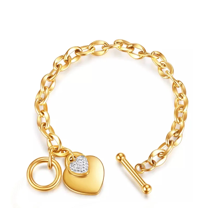Big Discounts On Elegant Jewelry Collections 18k Gold Heart Charm Embellished Bracelet Big Discounts On Elegant Jewelry Collections 18k Gold Heart Charm Embellished Bracelet