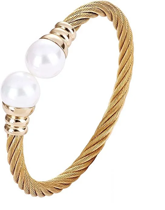 Your Dream Jewelry At Dream Prices 18k Gold Pearl Cuff Bangle