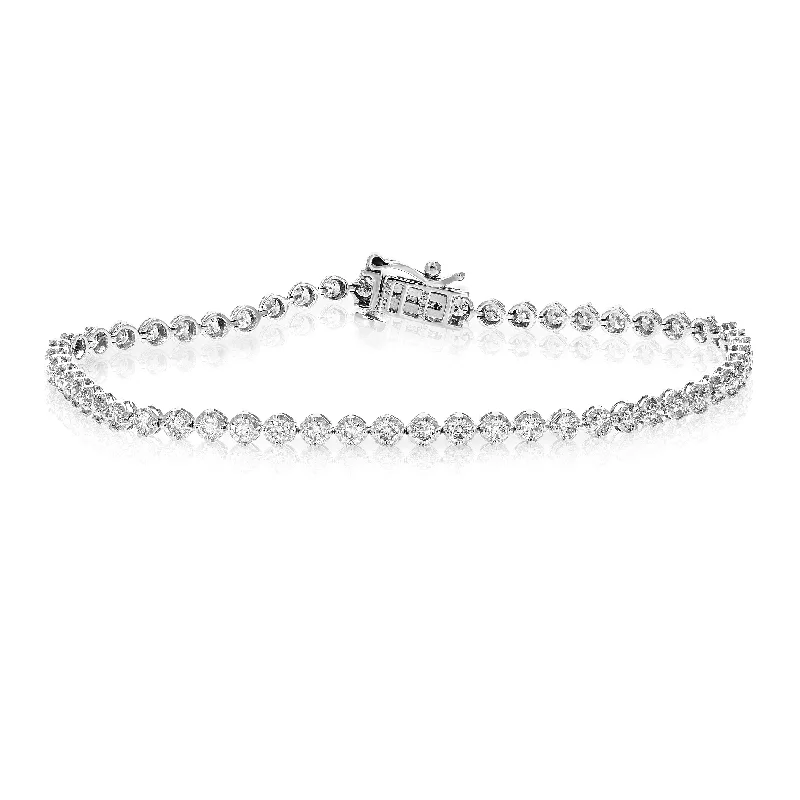 Your Dream Jewelry At Dream Prices – Shop Now 2 cttw 57 Stones Round Diamond Bracelet 14K White Gold Prong Set 7 Inch