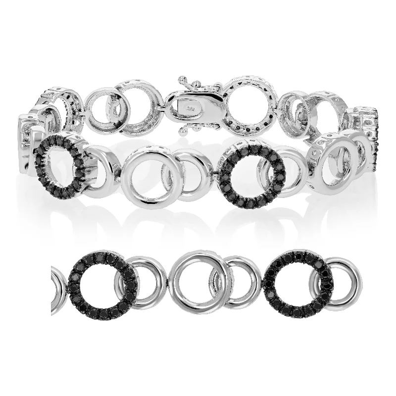 Limited-Time Offer On Premium Jewelry Collections 2 cttw Black Diamond Tennis Bracelet .925 Sterling Silver With Rhodium Circle