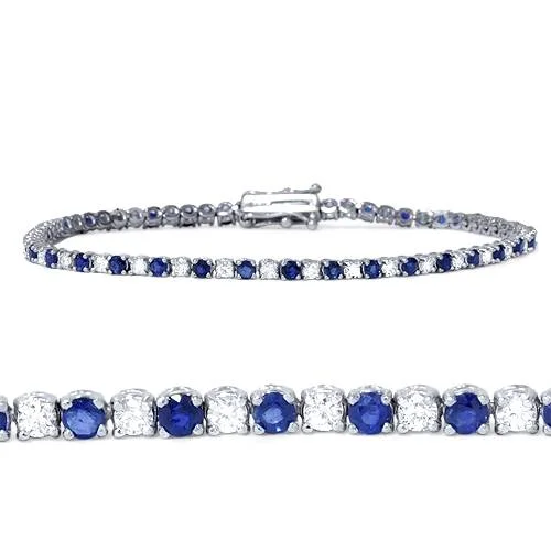 The Perfect Jewelry Piece At The Perfect Discount 2ct Blue Sapphire & Diamond Genuine Tennis Bracelet 14K White Gold The Perfect Jewelry Piece At The Perfect Discount 2ct Blue Sapphire & Diamond Genuine Tennis Bracelet 14K White Gold