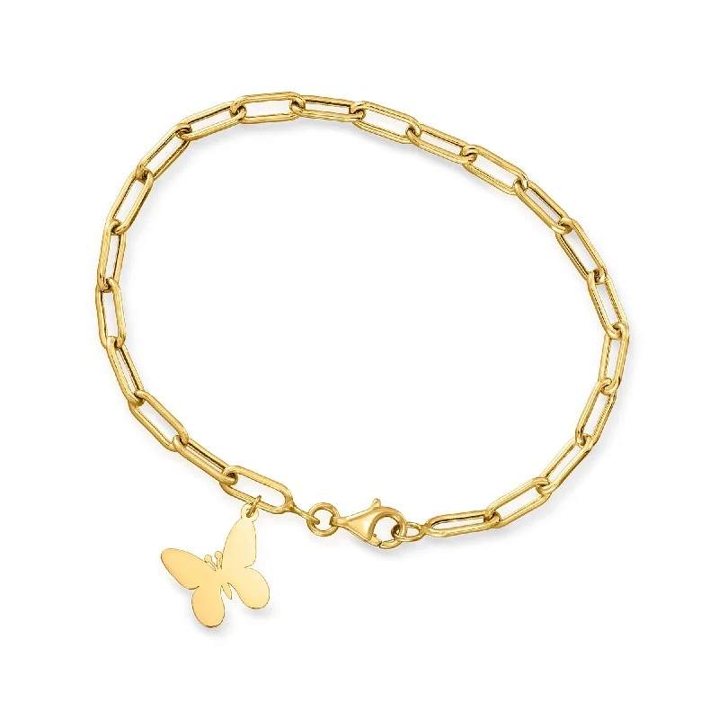 Exclusive Gemstone Jewelry At Special Prices Canaria 10kt Yellow Gold Butterfly Charm Paper Clip Link Bracelet Exclusive Gemstone Jewelry At Special Prices Canaria 10kt Yellow Gold Butterfly Charm Paper Clip Link Bracelet