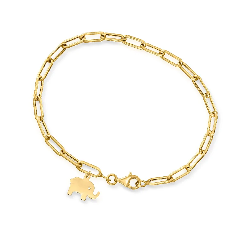 Gorgeous Jewelry, Limited-Time Savings Canaria 10kt Yellow Gold Elephant Charm Paper Clip Link Bracelet Gorgeous Jewelry, Limited-Time Savings Canaria 10kt Yellow Gold Elephant Charm Paper Clip Link Bracelet