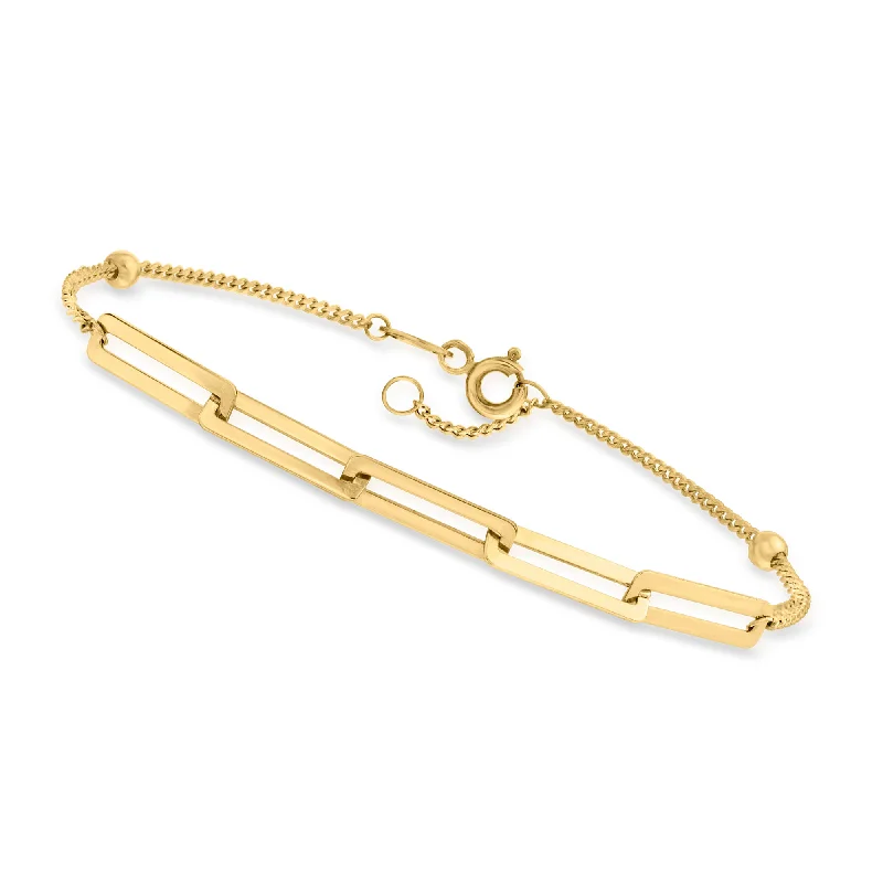 Shop Stylish Jewelry Now And Save Big Canaria 10kt Yellow Gold Paper Clip Link Chain and Bead Station Bracelet Shop Stylish Jewelry Now And Save Big Canaria 10kt Yellow Gold Paper Clip Link Chain and Bead Station Bracelet