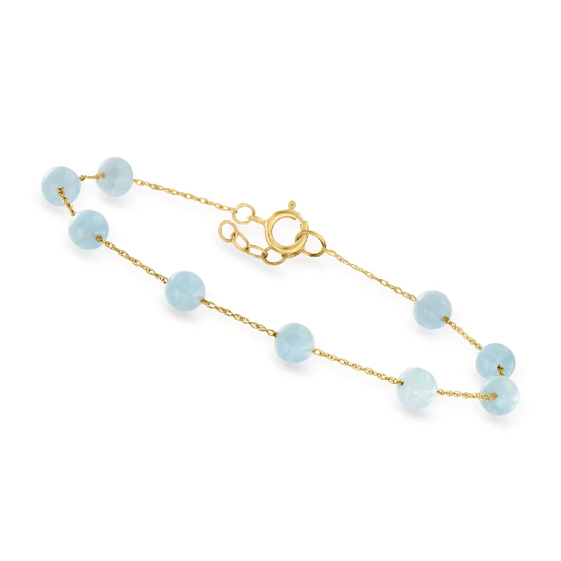 Elegant Designs, Unbeatable Discounts – Shop Jewelry Now Canaria 5.75- Aquamarine Bead Station Bracelet in 10kt Yellow Gold Elegant Designs, Unbeatable Discounts – Shop Jewelry Now Canaria 5.75- Aquamarine Bead Station Bracelet in 10kt Yellow Gold