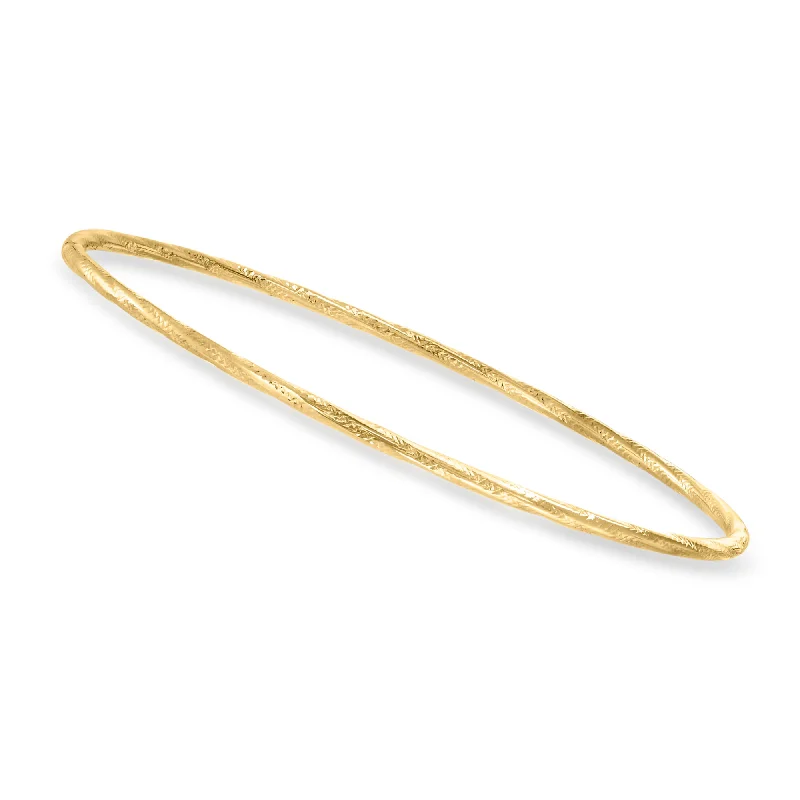 Elegant Jewelry Styles At Budget-Friendly Prices Canaria Italian 10kt Yellow Gold Textured and Polished Bangle Bracelet Elegant Jewelry Styles At Budget-Friendly Prices Canaria Italian 10kt Yellow Gold Textured and Polished Bangle Bracelet