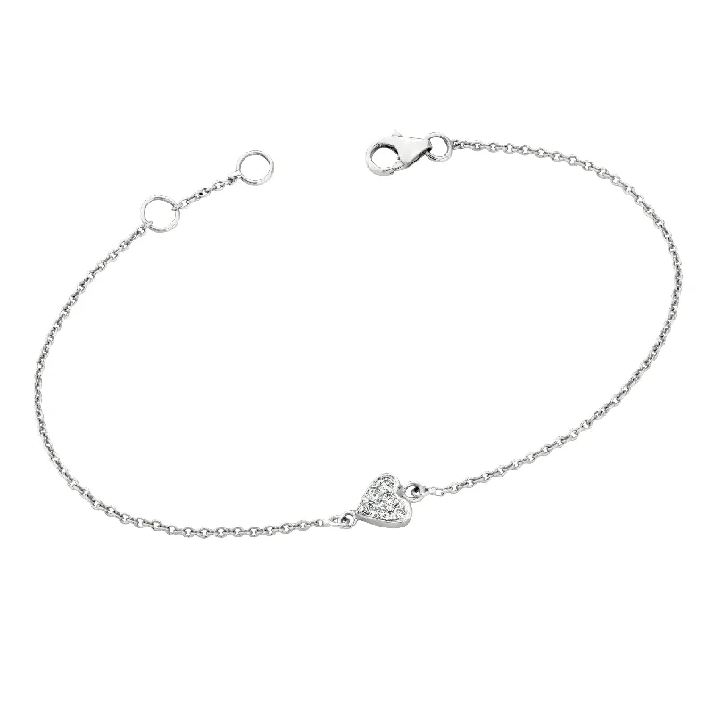 Gorgeous Jewelry, Limited-Time Savings Diamond Heart Bracelet White Gold