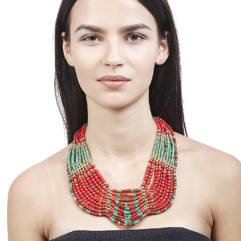 Elegant Rose Gold Jewelry For A Stylish Touch Handcrafted Multicolour Beads Necklace by Bamboo Tree Jewels Elegant Rose Gold Jewelry For A Stylish Touch Handcrafted Multicolour Beads Necklace by Bamboo Tree Jewels