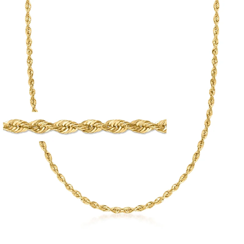 Elegant Jewelry At Unbeatable Offers – Shop Before It's Gone Ross-Simons 2.6mm 14kt Yellow Gold Rope Chain Necklace Elegant Jewelry At Unbeatable Offers – Shop Before It's Gone Ross-Simons 2.6mm 14kt Yellow Gold Rope Chain Necklace