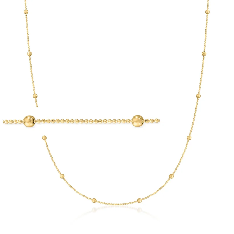 Trending Jewelry Now Available At Exclusive Prices Ross-Simons 2mm 14kt Yellow Gold Bead Station Necklace Trending Jewelry Now Available At Exclusive Prices Ross-Simons 2mm 14kt Yellow Gold Bead Station Necklace