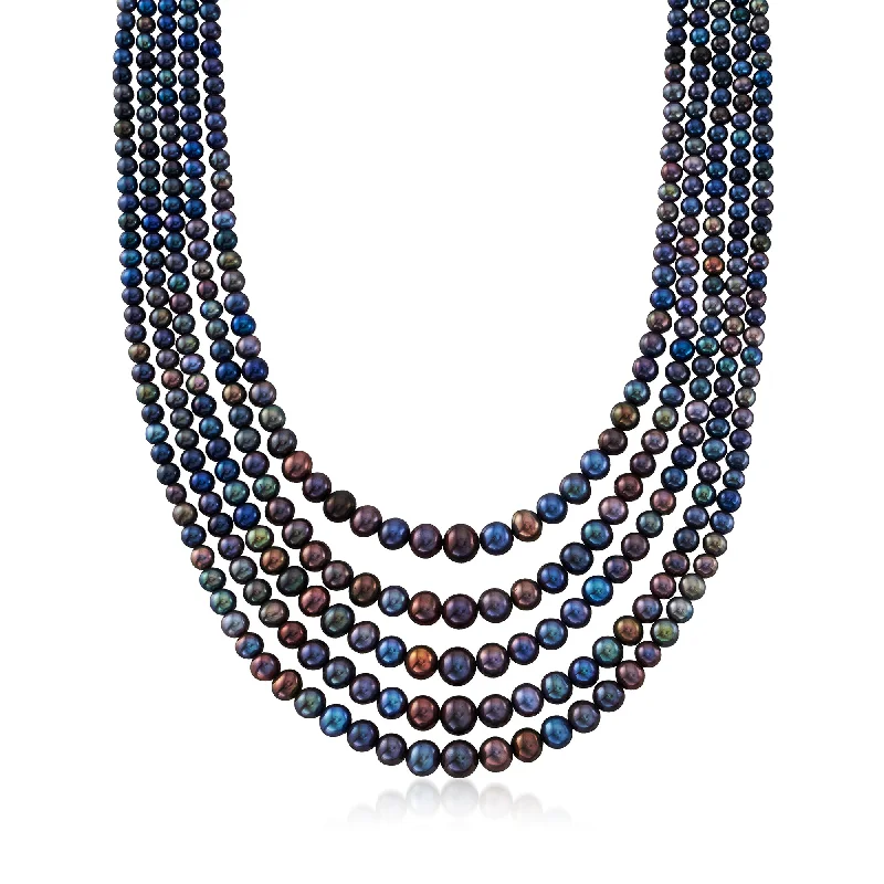Personalized Jewelry Sale – Unique Pieces At Great Prices Ross-Simons 4-8.5mm Black Cultured Pearl 5-Strand Necklace in Sterling Silver Personalized Jewelry Sale – Unique Pieces At Great Prices Ross-Simons 4-8.5mm Black Cultured Pearl 5-Strand Necklace in Sterling Silver