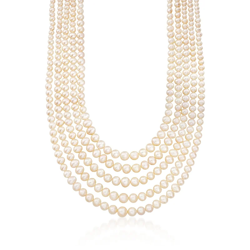 The Jewelry Sale You've Been Waiting For Is Here Ross-Simons 4-8.5mm Cultured Pearl 5-Strand Layered Necklace With Sterling Silver The Jewelry Sale You've Been Waiting For Is Here Ross-Simons 4-8.5mm Cultured Pearl 5-Strand Layered Necklace With Sterling Silver