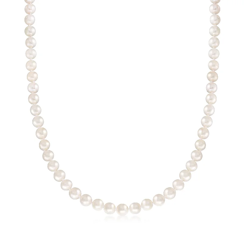 Romantic Heart-Shaped Jewelry For Special Gifts Ross-Simons 7-8mm Cultured Pearl Necklace With 14kt Yellow Gold Romantic Heart-Shaped Jewelry For Special Gifts Ross-Simons 7-8mm Cultured Pearl Necklace With 14kt Yellow Gold