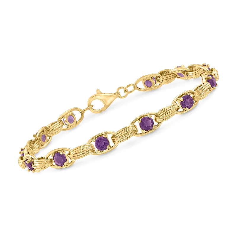 Don't Miss Out On Jaw-Dropping Jewelry Discounts Ross-Simons Amethyst Oval-Link Bracelet in 14kt Yellow Gold Don't Miss Out On Jaw-Dropping Jewelry Discounts Ross-Simons Amethyst Oval-Link Bracelet in 14kt Yellow Gold