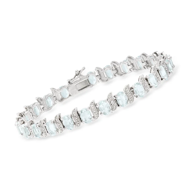 High-Quality Jewelry At A Fraction Of The Cost Ross-Simons Aquamarine Tennis Bracelet With Diamond Accents in Sterling Silver High-Quality Jewelry At A Fraction Of The Cost Ross-Simons Aquamarine Tennis Bracelet With Diamond Accents in Sterling Silver