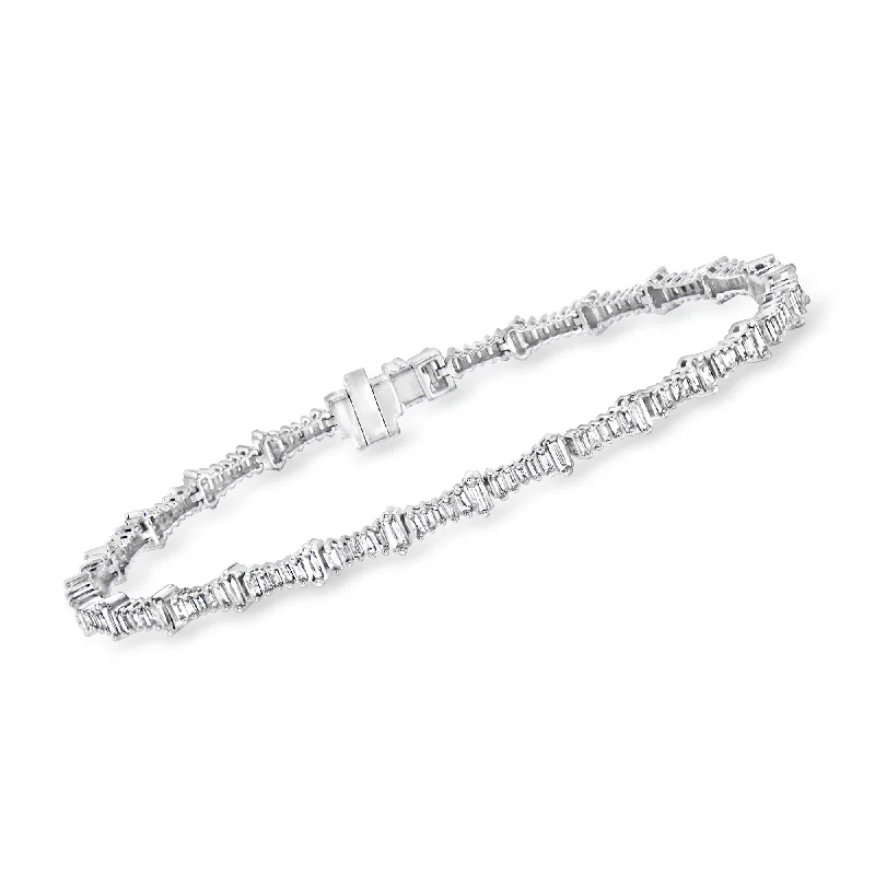 Grab Your Favorite Jewelry At The Lowest Prices Ross-Simons Baguette Diamond Bracelet in 14kt White Gold Grab Your Favorite Jewelry At The Lowest Prices Ross-Simons Baguette Diamond Bracelet in 14kt White Gold